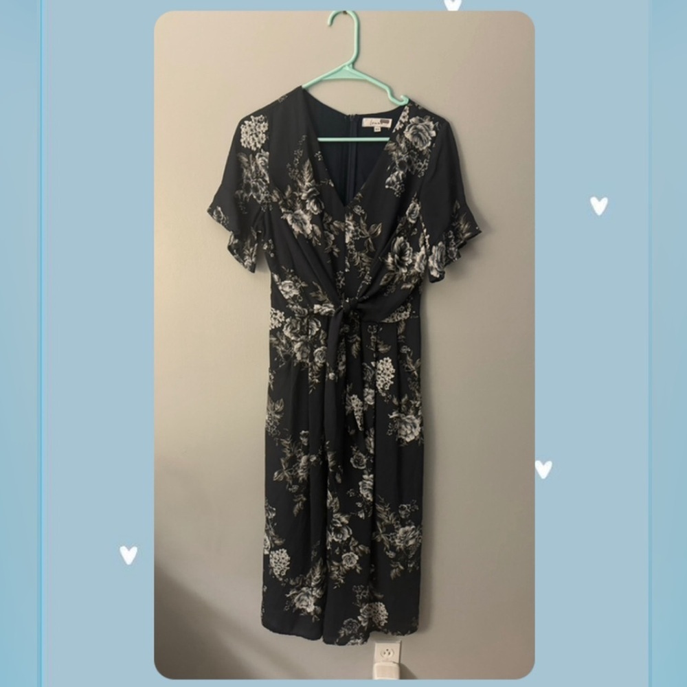 Louna Navy Floral Wrap Midi Dress XS